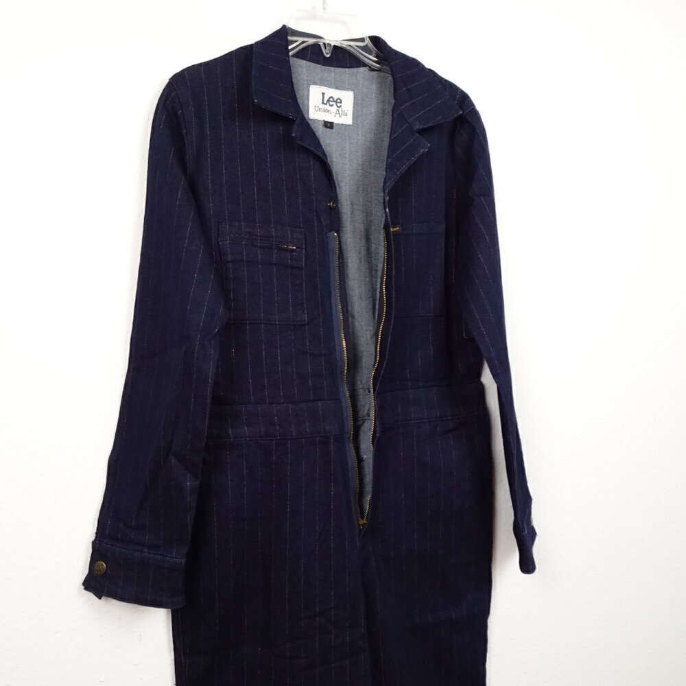 Lee Union-Alls Coverall Jumpsuit Women's Size S Blue Metallic Pinstripe - Picture 6 of 12